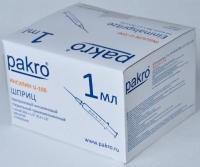 1 мл трехкомпонентный шприц Pakro инсулиновый U100 , с иглой 0,3х13, 100 шт купить в Санкт-Петербурге (СПб)