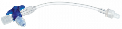Кран 3-ходовой Дискофикс С с Сэйффлоу, 360°, синий, линия 50 см (Без НДС) - 50 шт/уп купить оптом в Санкт-Петербурге